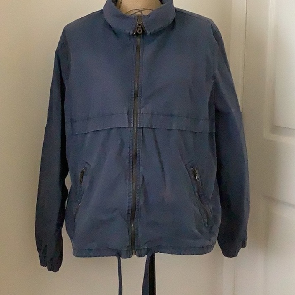 ON Navy All Cotton Windbreaker Style Long Sleeve Front Zipper Jacket